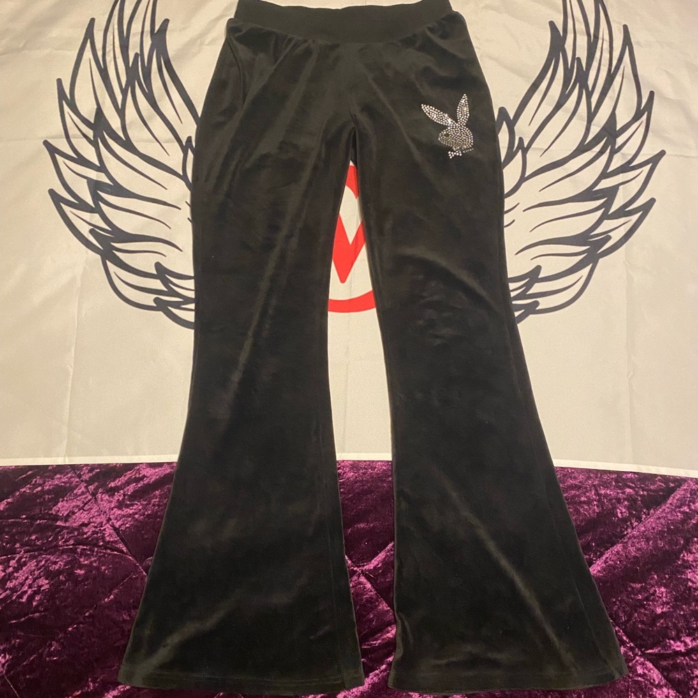 Playboy velour flare pants